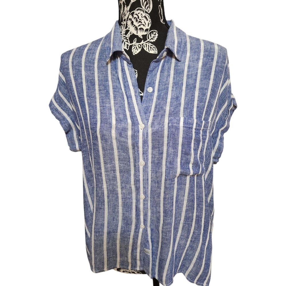 Rails Whitney Coastal Cool Blue & White Striped Relaxed Fit Shirt